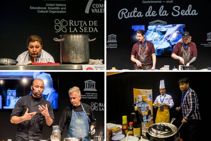 Gulsem Sokmen, del restaurante 'Hatay' (Turquía); Kristoffer Andersson, de 'Ostersund' (Suecia); Bruno Ruíz y Federico Guajardo de 'Aticcook', Denia; y Wong Yuk Shan, de Macao.