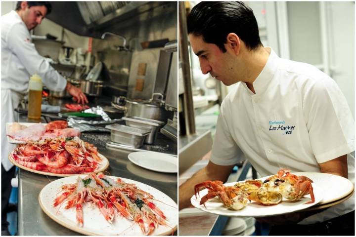 Los productos del mar llenan este restaurante.