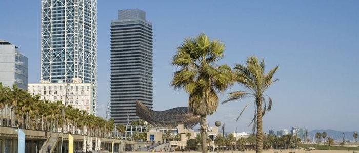 La ballena, de Frank O. Gehry, al final del paseo de Barcelona.