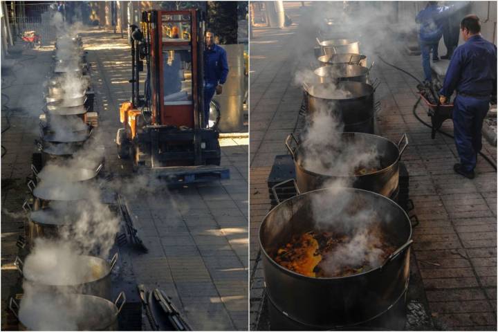 Preparativos para el guiso de vaca de la Fiesta del Santo Voto (Puertollano)