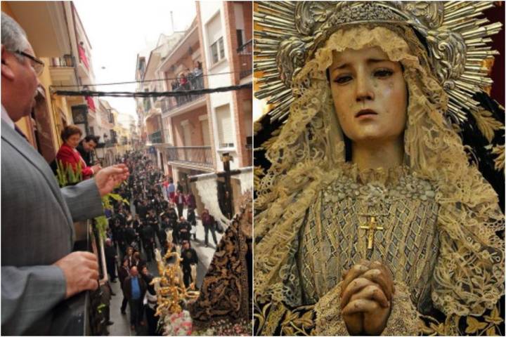 Cantándole una saeta a la Virgen de La Soledad, una talla de Pedro de Mena.